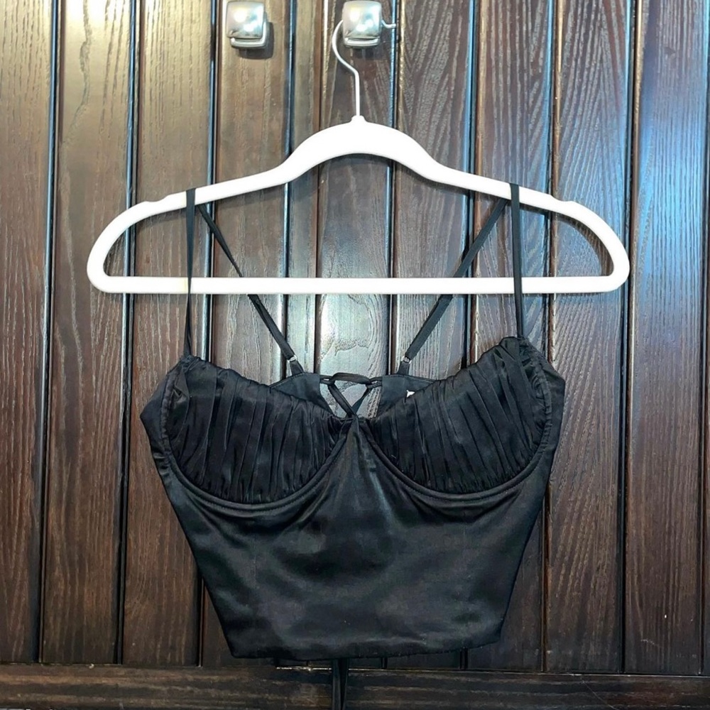 Editorial bustier, strappy back, adjustable